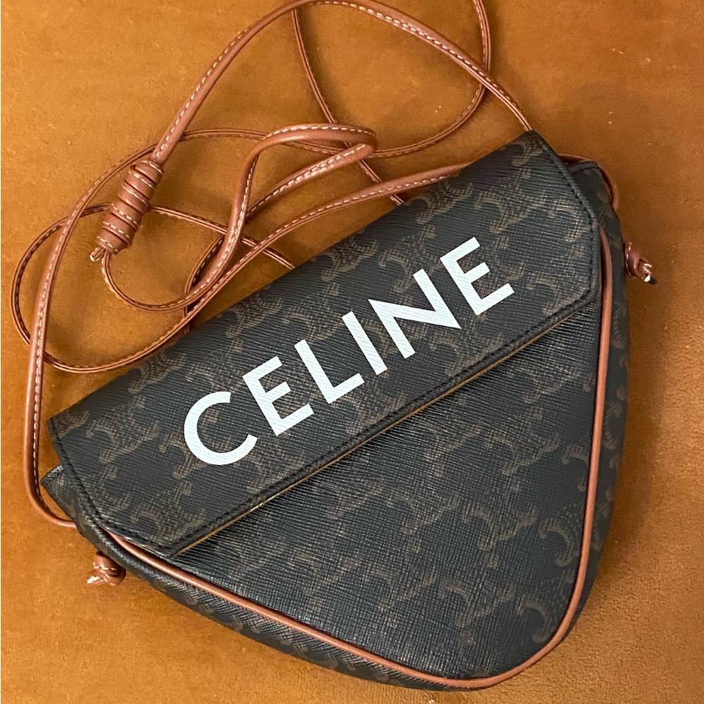 Authentic Celine Triangle Bag In Triomphe Canvas